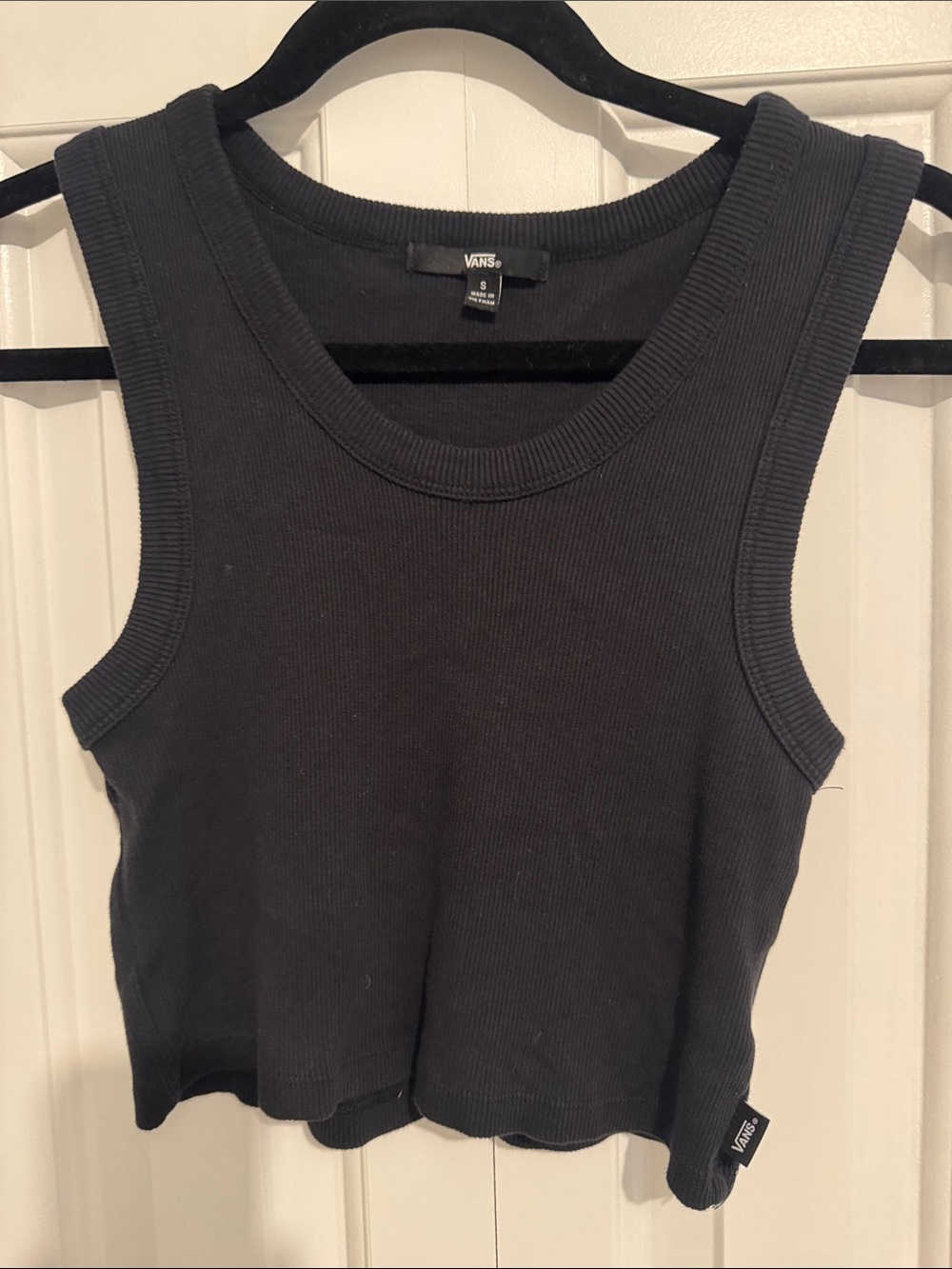 Vans Women's Black Ribbed Cropped Tank
